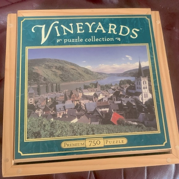 Hasbro Other - Hasbro Vineyard Premium Puzzle in Wooden Box w/Sliding Cover ~ Puzzle Unopened